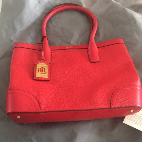 ralph lauren red leather handbag